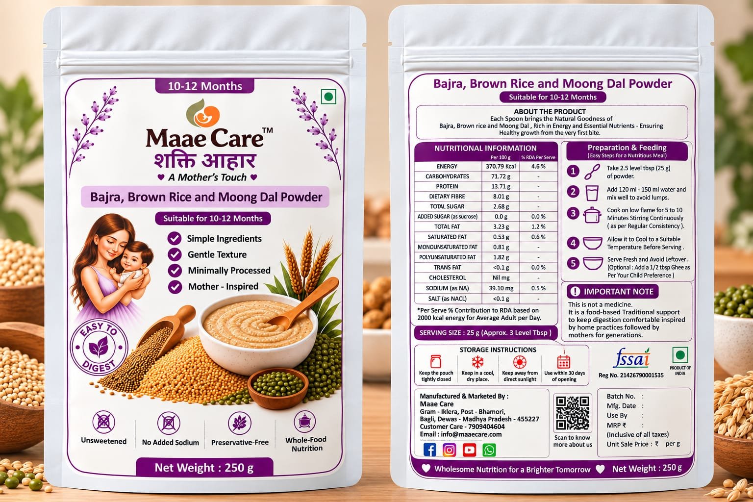 Bajra Brown Rice and Moong Dal Powder - Image 3